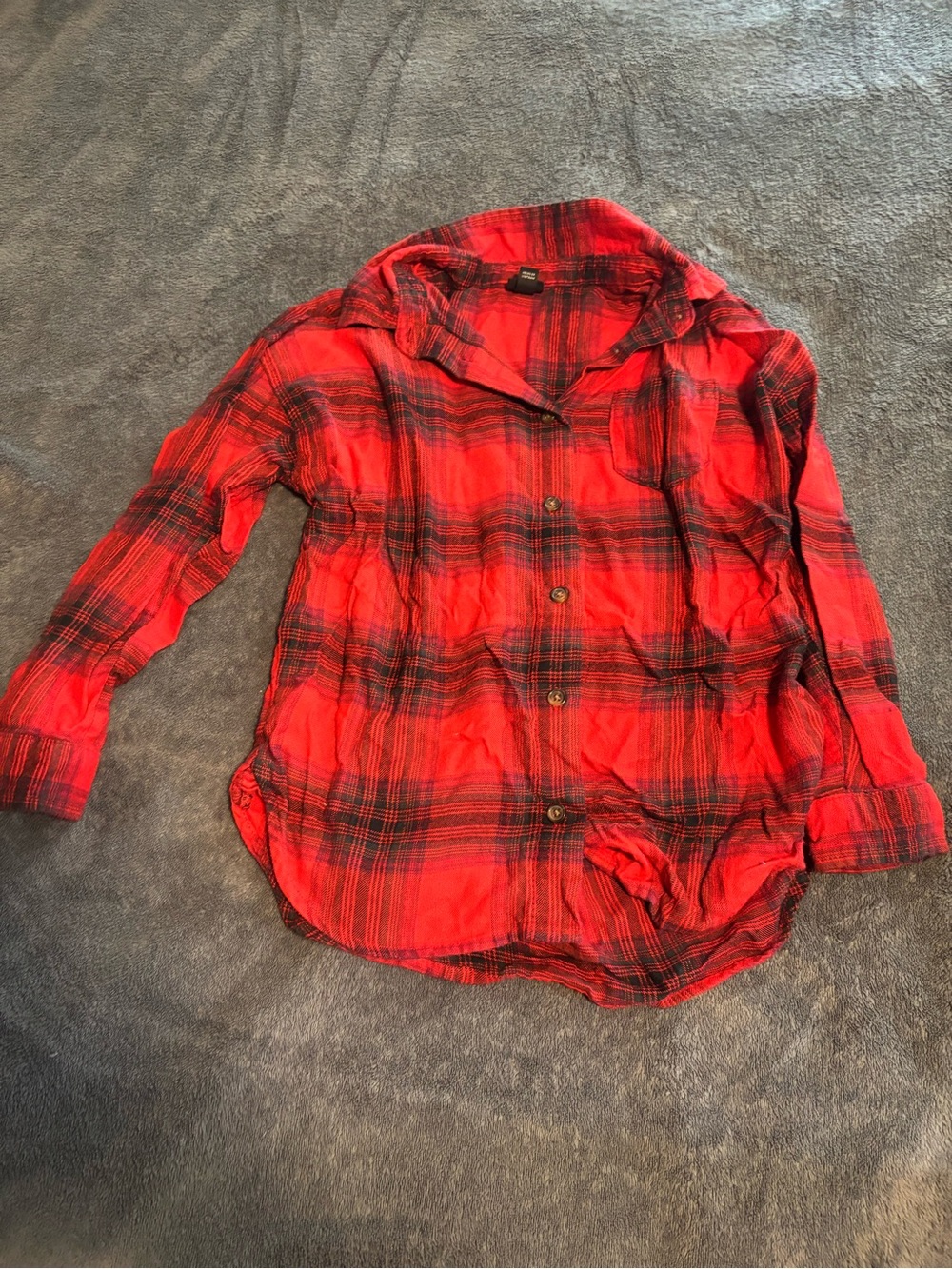 Cat & Jack Red and Black Plaid Button-Down Shirt
